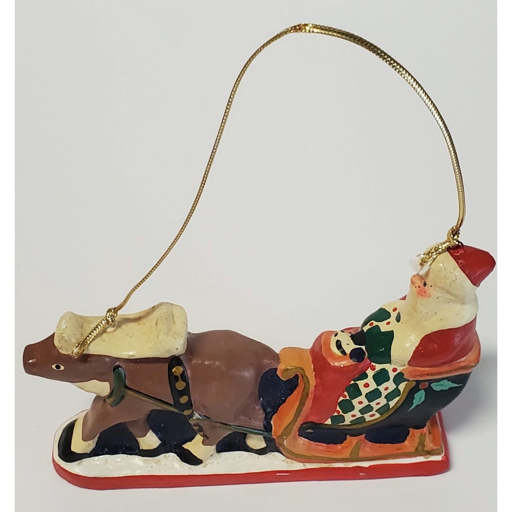 VTG House of Hatten HOH Christmas Ornament Resin 1994 Santa Sleigh Toys w/Hanger - Picture 3 of 10